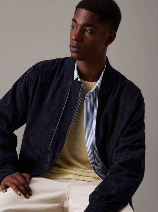 Calvin Klein - Cazadora Bomber De Ante De Hombre