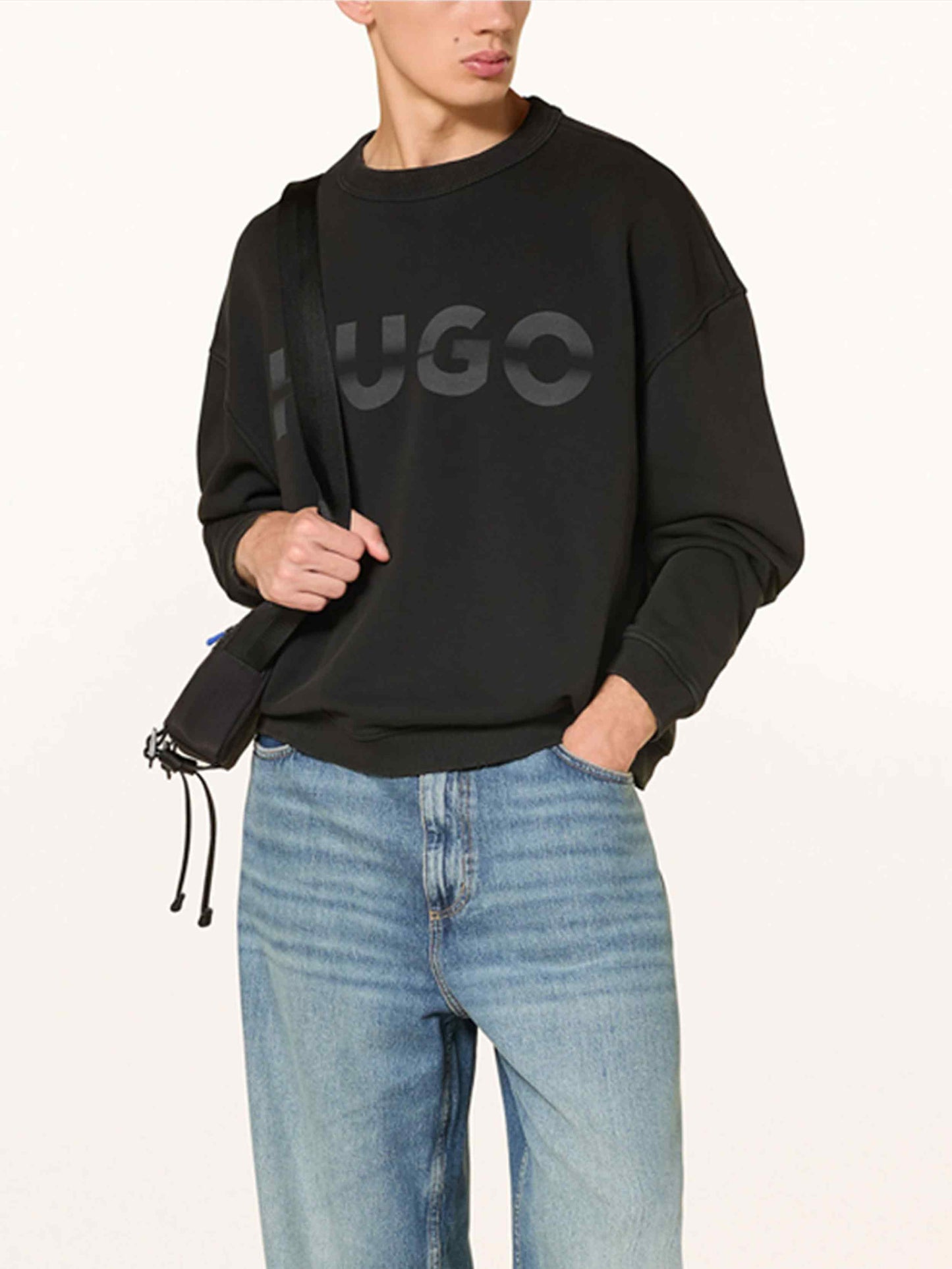 HUGO - Sudadera Oversized De Hombre Con Cuello Redondo