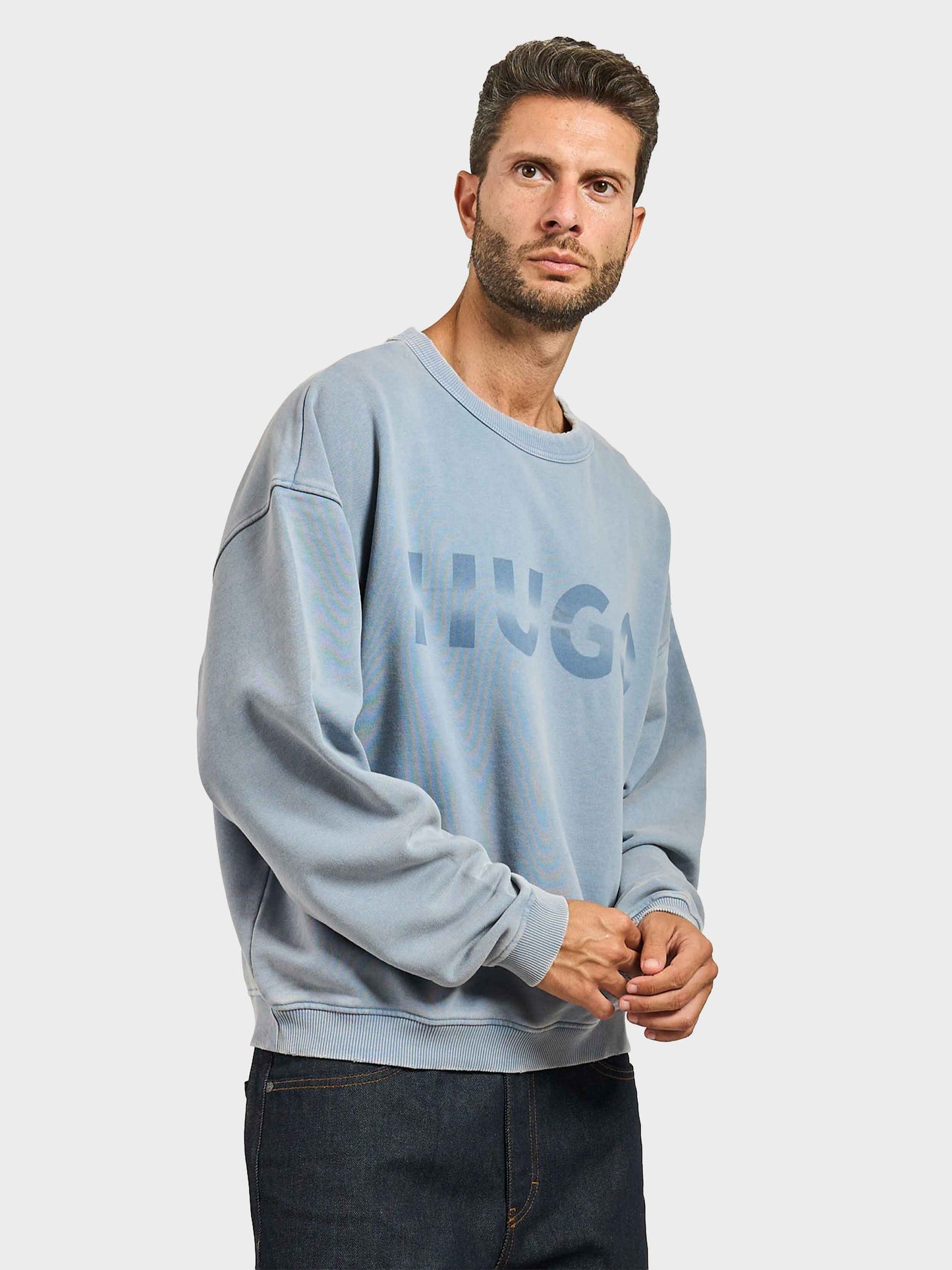 HUGO - Sudadera Oversized De Hombre Con Cuello Redondo