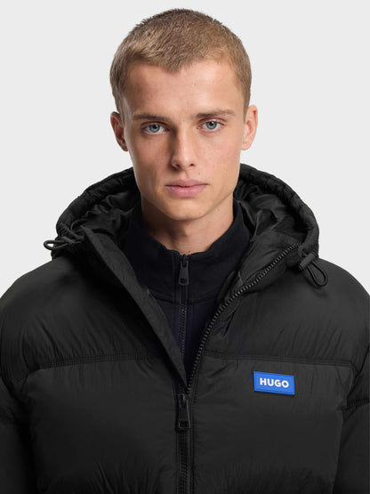 HUGO - Chaqueta Acolchada Repelente Al Agua De Hombre Con Etiqueta De Logo Azul