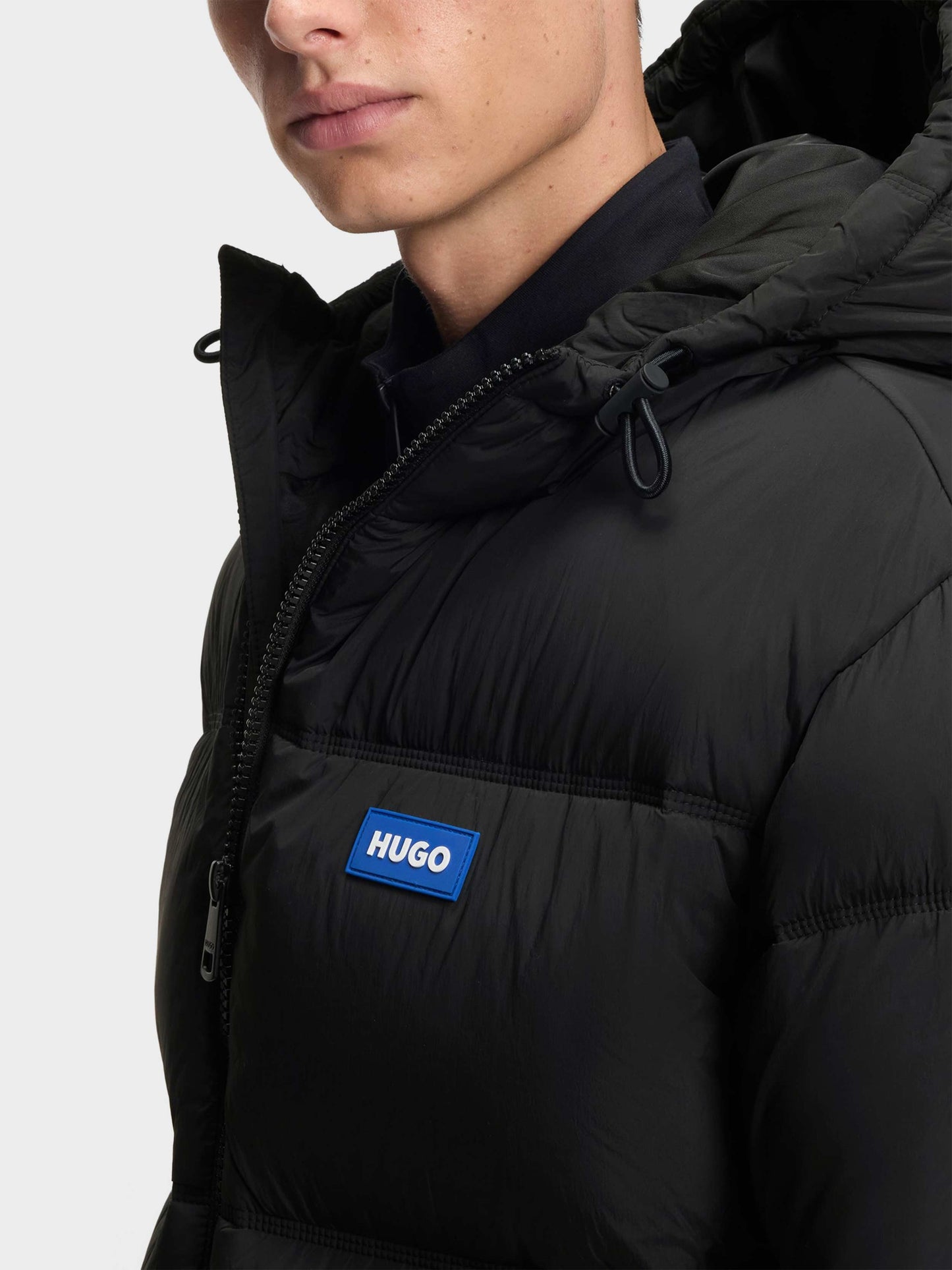 HUGO - Chaqueta Acolchada Repelente Al Agua De Hombre Con Etiqueta De Logo Azul