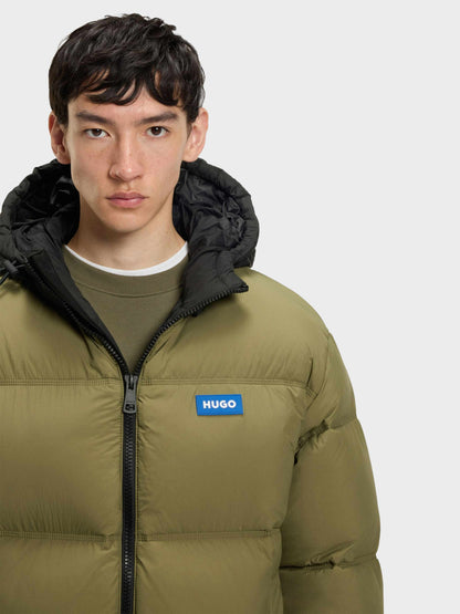 HUGO - Chaqueta Acolchada Repelente Al Agua De Hombre Con Etiqueta De Logo Azul